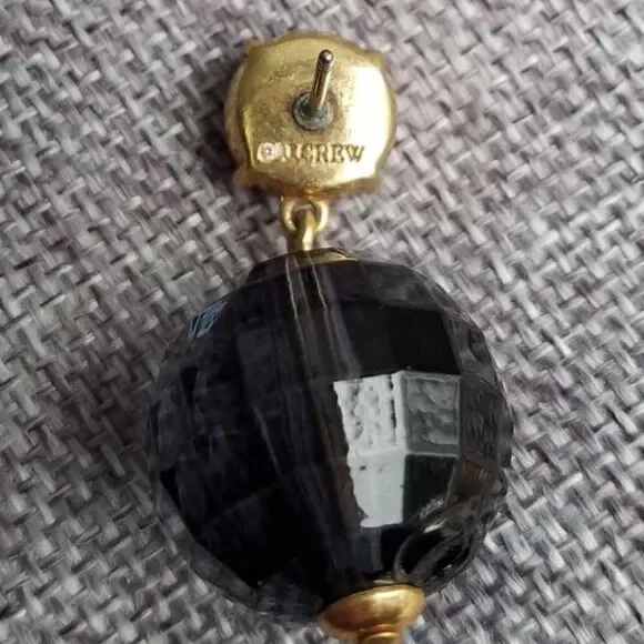 NWT J Crew Large Acrylic Blue Gray Ball Drop Earrings CZ Stud - Picture 5 of 9